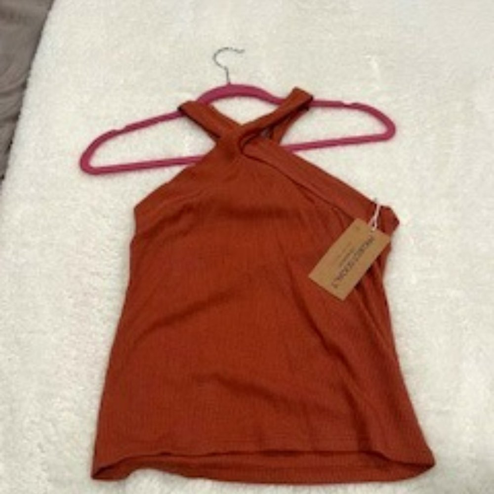 Project Social Coral Cris Cross Halter Top Size Small NWT